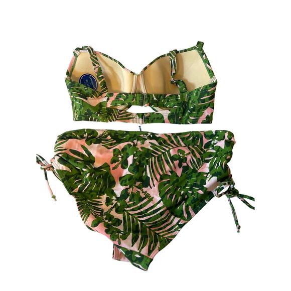 Swimsuits For All Pink Palm Leaf Bikini Set Underwire 2PC NWT Women's Size 12/14 - Picture 2 of 7